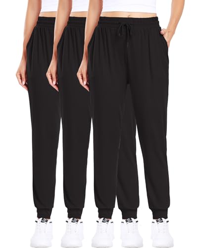 ZENEX Women 3 Pack Joggers with Pockets for Running & Yoga