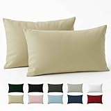 Taie Oreiller 40x60 Coton Renforcé (Set de 2) - Beige - Tissage serré de 57 Fils/cm² - ...