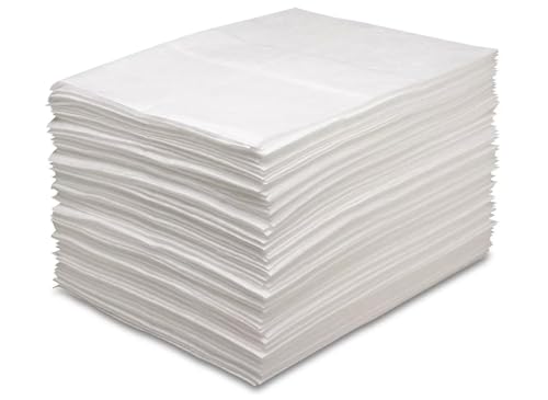 Image of Premium Oil Absorbent Pads, Heavy Duty - High Absorbency, Eco-Friendly, 100-Pack, 19 inch x 17 inch - Fast Cleanup for Oil, Grease & Petroleum Spills in Garage, Workshop, Industrial & Home Use