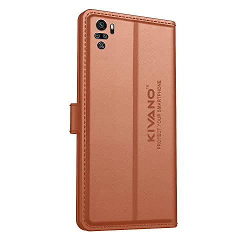 Image of KIVANO Professional Series Wallet Case for Xiaomi Redmi Note 10S | Luxurious Design | Handcrafted Unique | Premium | PU Leather Flip Cover | Card Slots | Coffee