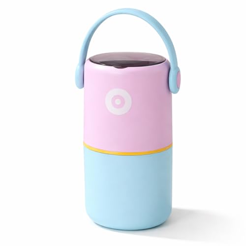 Image of YELONA 820ml Double Layer Lunch Pot for Kids & Adults | Stainless Steel 304 Bento Food Jar | Headphone Style Handle | Leak-Resistant, Two Compartment Tiffin Box (Purple Aqua)