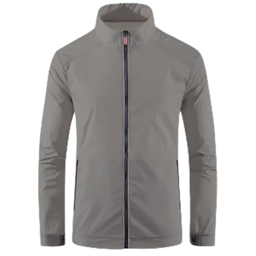 PETSTIBLE Breathable Waterproof Jacket for Men Ideal for Outdoor Sports and Summer Sun for PROTECTION (M Grey)