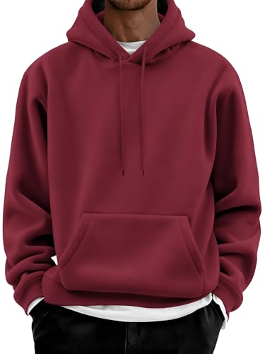 Image of COOFANDY Men Cotton Fleece Hooded Sweatshirt Casual Long Sleeve Hoodies Pullover Fashion Drawstring Hoodie with Kanga Pocket