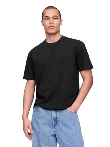 GAP Mens Heavyweight Relaxed Cropped Tee True Black V2 Medium