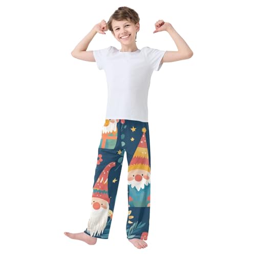 Gnome Florals Boys Long Pants Soft Trousers Elastic Waist Kids Lounge Bottoms with Pockets S-XL3
