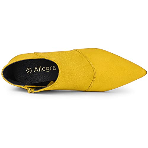 Allegra K Women's Pointed Toe Kitten Heel Cutout Yellow Ankle Boots 10 M US4