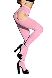 SUREPOCH Suspender Tights for Women Plus Size Garter Belt Pink Control Top Pantyhose