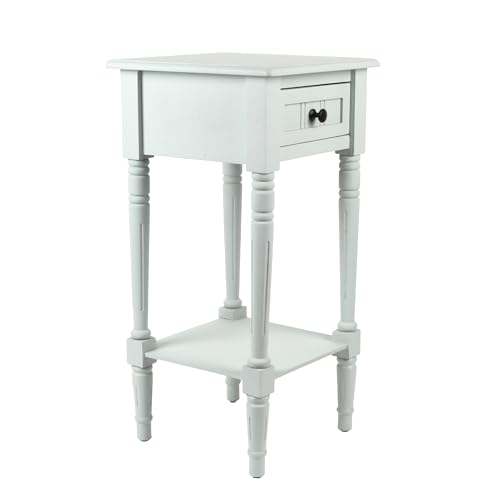 Image of Decor Therapy Accent Table with Storage, Traditional Style, Sturdy Narrow End Table, Ice Blue (28 inch x 14 inch x 14 inch)