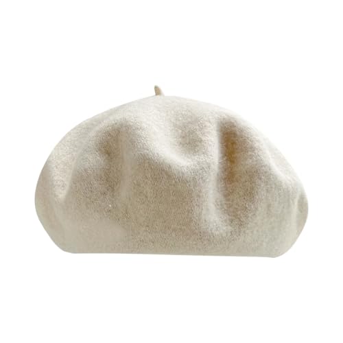 Bonnet Béret en Laine Béret Français Bonnet Hiver pour Artiste et Peintre Couleur Unie Femme Béret Basque Femme Béret Français Uni Bonnet (Beige, M), beige, M