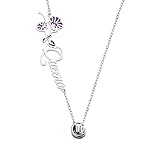 AILIN Custom Mother Sideway Necklace With Name and Birthstone Sterling Silver 925/Brass Personalized Astrology Pendant Necklace With Zodiac Sign Birthflower Necklace For Mom Grandma Gifts For Women