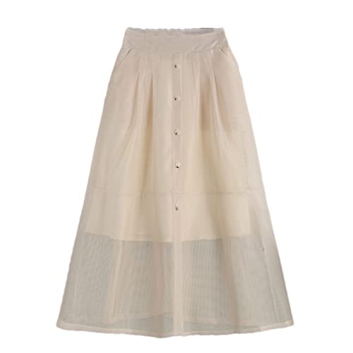 Jupe plissée taille haute confortable contre les vêtements serrés vêtement vintage beige