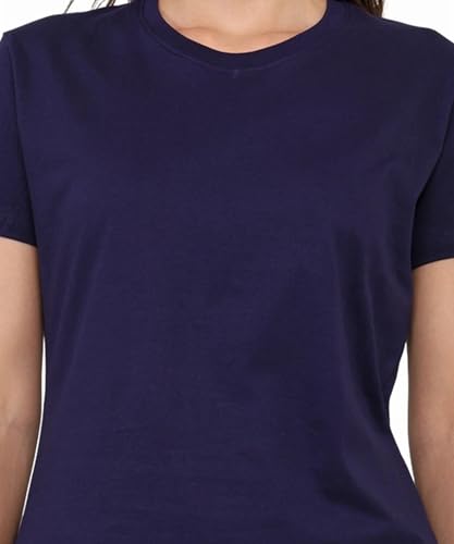Image of Round Neck T-Shirt Top for Women | Combed Bio-Washed Ring Spun Cotton | Plain | Short Sleeves