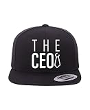 THE CEO Flat Bill Snapback Cap - Stylish Men's Caps with a High Crown & Durable Design - Elevate Your Streetwear with a Trendy Snapback Caps - Unisex Hat with Structured 6-Panel Design (Black)