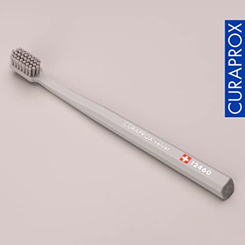 Image of Curaprox CS 12460 Velvet Soft Toothbrush - Sensitive Gum Care | Ultra-Gentle Cleaning with 12,460 Filaments | Single Pack, Grey