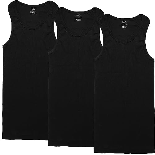 3 Pack Men's A-Shirt Tank Top Gym Workout Undershirt (Slim & Muscle Fit ONLY) - Black XXL