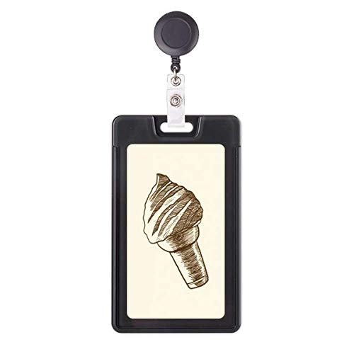 Porte-badge rétractable marron en forme de cône de crème glacée pour le travail