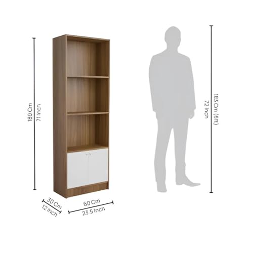Image of Amazon Brand - Solimo Aura Bookshelf | Engineered Wood | 60L x 30W x 180H CM | White & Oak | DIY (Do-It-Yourself)