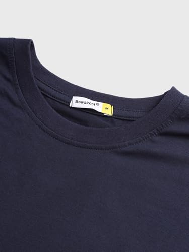 Image of Bewakoof Men's Kokushibo Graphic Print Cotton T-Shirt- Regular Fit, Round Neck, Half Sleeves 582457 Blue XL