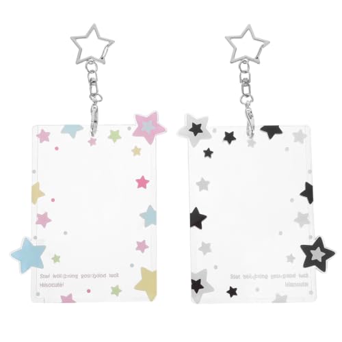 Fundas acrílicas para tarjetas fotográficas con cadena metálica y llavero