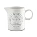 Produktbild KHG Milchkännchen 200ml Kapazität, Milchkrug Keramik Steingut Weiß Zierschrift, Landhaus & Vintage Boho Stil, für den Kaffeeservice, Milchkanne klein mit Henkel & präzisem Ausgießer