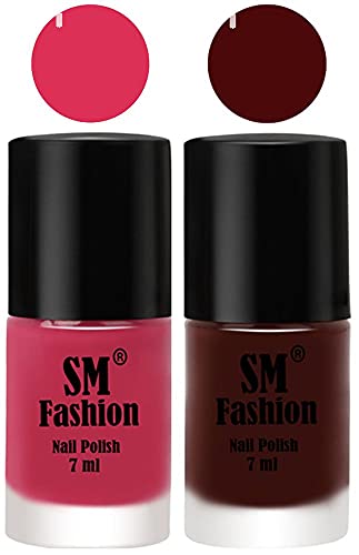 Image of Long Lasting Nail Polish | Nail Paint Combo 7 ml Each) - Set of 2 Dusty Pink-Wine