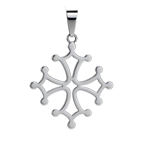 Felicidade Pendentif Croix Occitane en Acier Inoxydable – Symbole du Languedoc & de l’Occitanie – Bijou Culturel, Identitaire & Spirituel – Accessoire Unisexe...