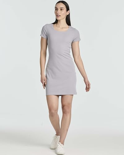 Image of Real Essentials 3 Pack: Women's Ribbed Mini Dress - Short Sleeve T-Shirt Dress Slim Fit Casual Summer Dress