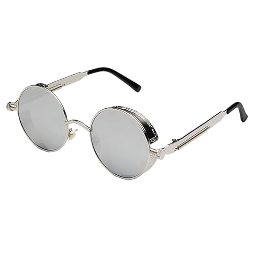 Image of PROUDDEMON Retro Gothic Steampunk Sunglasses for Women Men Round Lens Metal Frame
