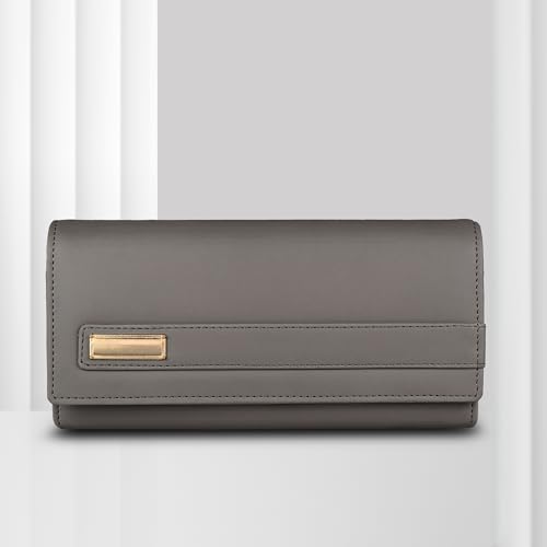 Image of ALSU Women's Hand Wallet Purse Clutch | Phone Pocket | Coin Compartment | Credit Card Slots| Zipper Pocket| Office use| Casual use| Faux Leather (Grey)