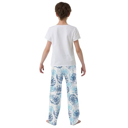 ZZXXB Retro Shrimp Print Boys Long Pants Soft Trousers Elastic Waist Kids Lounge Bottoms with Pockets S-XL3