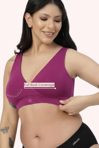 Image of ZELENA Maternity Padded Bra | Removable Cups, Broad Waistband | Soft Stretchable Modal Fabric | Easy Pull Nursing Bra for Pregnancy and Breastfeeding