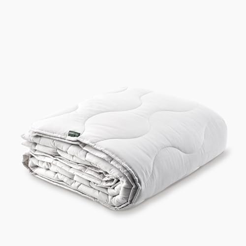 WOOLROOM Classic Medium King Comforter - 100% Traceable Hypoallergenic Thermoregulating British Wool-Filled (10.3 oz/sq yd) Duvet Insert for All Year Round Natural Sleep - Feather/Down Alternative