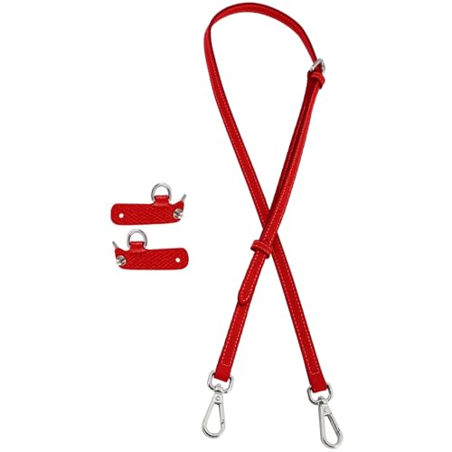 Image of Bag Leather Strap Replacement Adjustable Crossbody Shoulder Straps for XS MINI Pouch, No Damage Conversion Kits Accessories (MINI-Brilliant Red-Silver)