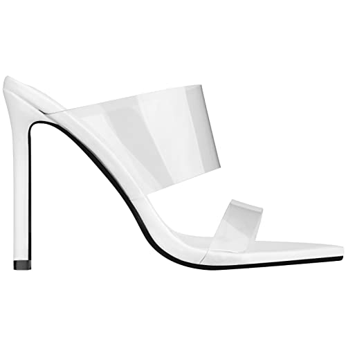 ILLUDE Women’s Clear Pointed Toe Sandals Stiletto Heels Transparent Strap High Heels Slip on Mules2