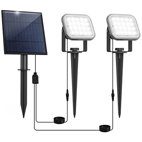 CREPOW Solar Spot Lights Outdoor, 20 LED IP65 Waterproof Solar Landscape Lights, Dusk-to-Dawn 6000K Cold White Solar Outdoor Lights for Yard Garden Driveway Porch Walkway, 2-in-1 Cover