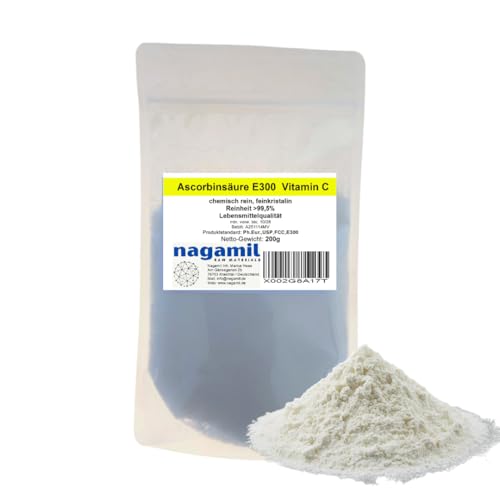 200g (=0,2 kg) L-Ascorbinsäure Vitamin C, Lebensmittelqualität E300, feinkristalin
