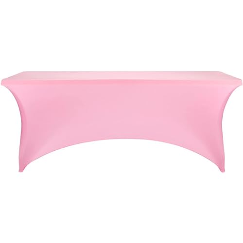 Image of FORLIFE 6Pack Spandex Table Covers 6ft,Fitted Tablecloth for 6ft Rectangular Tables, Stretch Patio Table Covers, Universal Spandex Table Cover for Wedding, Banquet, Party - Pink