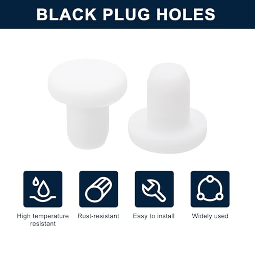 Image of uxcell 16 Pieces White Rubber Stopper, 4.3mm Plug Holes for 4mm /0.16 inch Hole