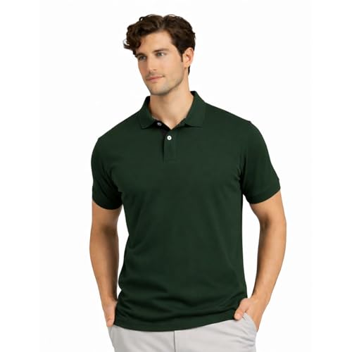 Image of Men's Premium Cotton Pique Polo T-Shirt, Classic Fit Short Sleeve Casual Summer Shirt, Soft & Breathable Fashion Polo