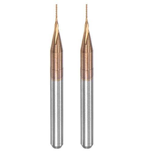 Image of uxcell End Mill CNC Router Bits, 1 /8 inch 3.175mm Shank 0.4mm x 3mm Titanium Coated Tungsten Carbide Engraving Milling Cutter for PCB Plastic Fiber Wood 2pcs