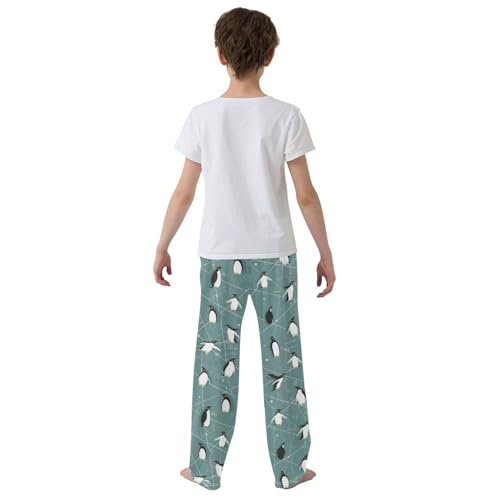 ZZXXB Cute Penguin Skating Boys Long Pants Soft Trousers Elastic Waist Kids Lounge Bottoms with Pockets S-XL3