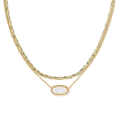 Kendra Scott Elisa Multi Strand Necklace, 14k Gold-Plated Brass, Fashion Jewelry for Women, Ivory Mother of Pearl