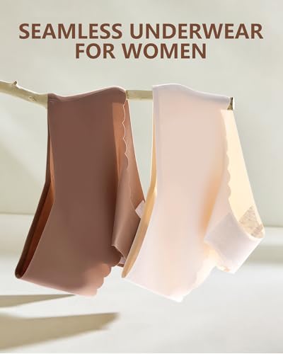 ORLAROY High Waisted Seamless Underwear for Women Sexy No Show Panties Ladies Sexy Cheeky Bikini Lightweight Briefs 7 Pack M