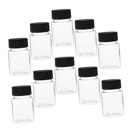 NAMOARLY 50ml Plastic Sample Bottles Wide Mouth Secure Black Lids for Lab Home Storage