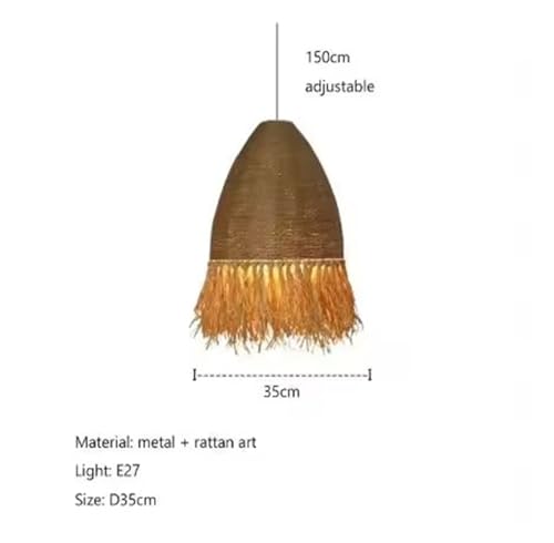 Lámpara colgante retro de ratán premium con sofisticadas luces LED 3
