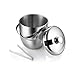 Zewnętrzna chłodziarka do butelek,pojemnik chłodzący do butelki,Wiaderko na lód, izolowane wiadro z podwójnymi ściankami ze stali nierdzewnej 2.8L z pokrywką i kamieniami chłodzącymi whisky