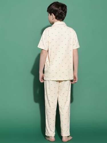 Image of Li'l Tomatoes Boys 100% Cotton Night Suit | Summer Printed Shirt & Pyjama Set | Soft & Breathable Sleepwear | 9-16 Years