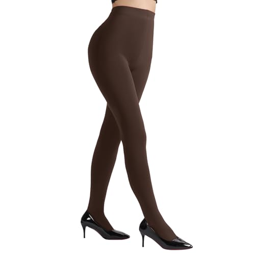 Image of DancMolly Opaque Fleece Lined Tights for Women, High Waist Warm Winter Thermal Control Top Pantyhose