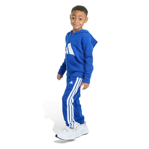 adidas Boys 2-piece Long Sleeve Essential Big Logo Fleece Jacket & Jogger Set3