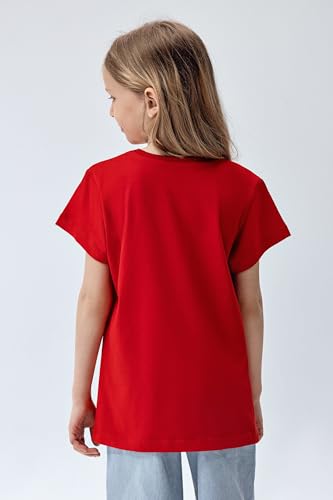 Image of Brix Girls Short Sleeve T-Shirts 5 Pack - Soft Cotton Tees, Breathable Everyday Tops, Tagless Comfort.